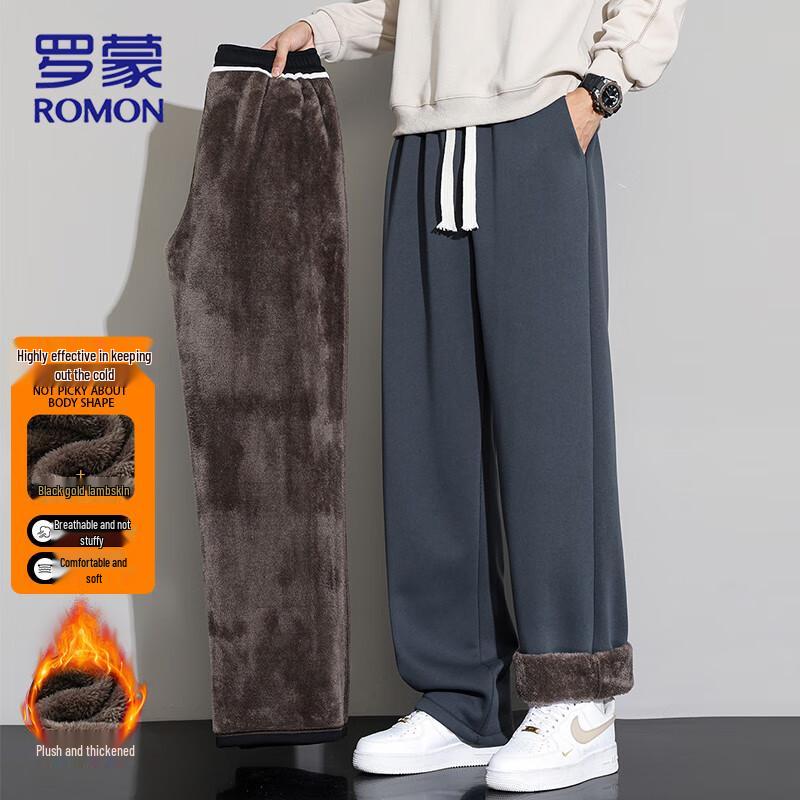 Romon Men's Warm Corduroy Fleece-Lined Casual Pants