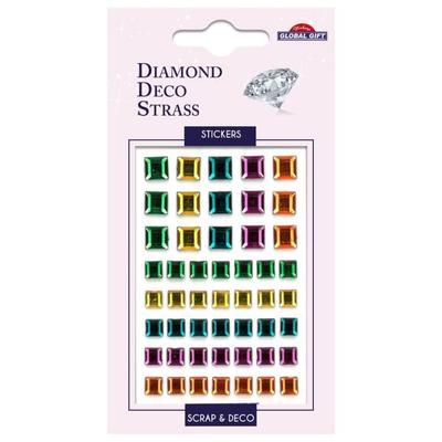 Rhinestone Stickers - Square Diamonds - Multicolored