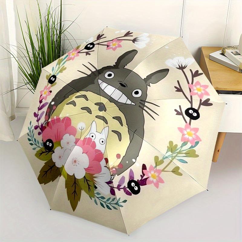 

1pc Studio Ghibli s Totoro with Flowers Umbrella with Plastic Handle,Suitable for All Seasons Home Travel Outdoor UmbrellaM1243