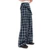 Ledian Color-Block Plaid Wide-Leg Casual Pants