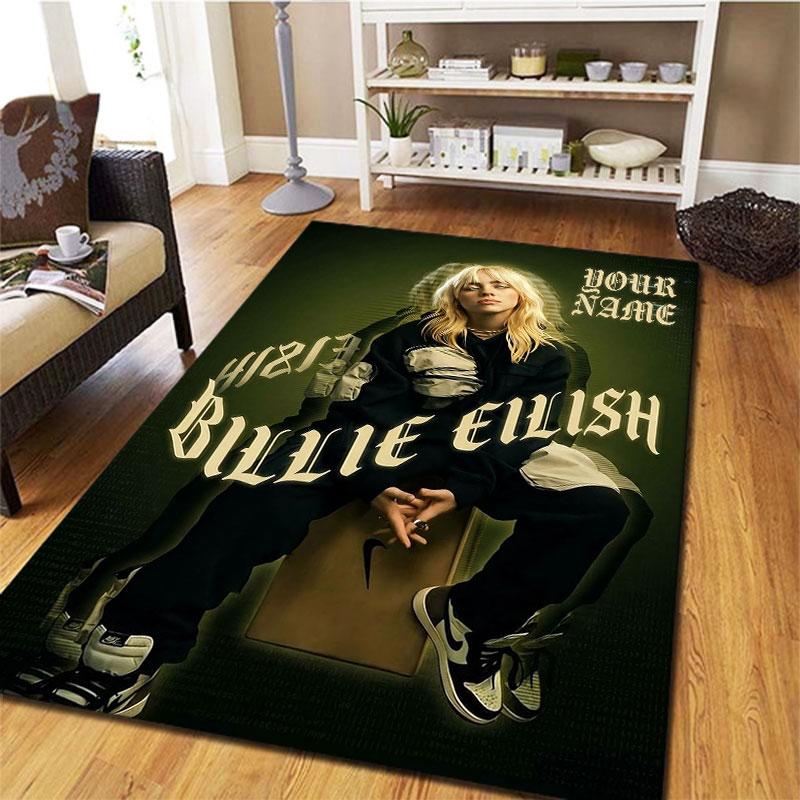 Billie Eilish Custom Name Carpet Rug for Living Room Bedroom Home Sofa Decoration,Kids Play Non-slip Floor Mat