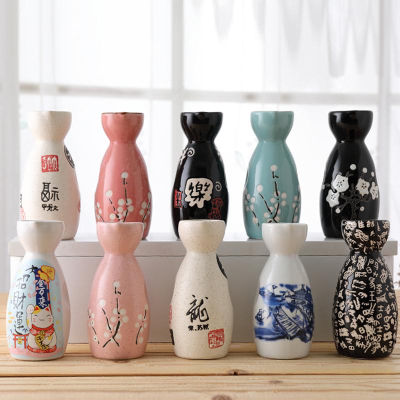 Maneki Neko Japonez Ceramic Retro Sticlă de Sake 150ml Tokkuri Pisică Norocoasă Gheișă Sakura Lichior Distribuitor de Sake Pahare Sticlă de Vin
