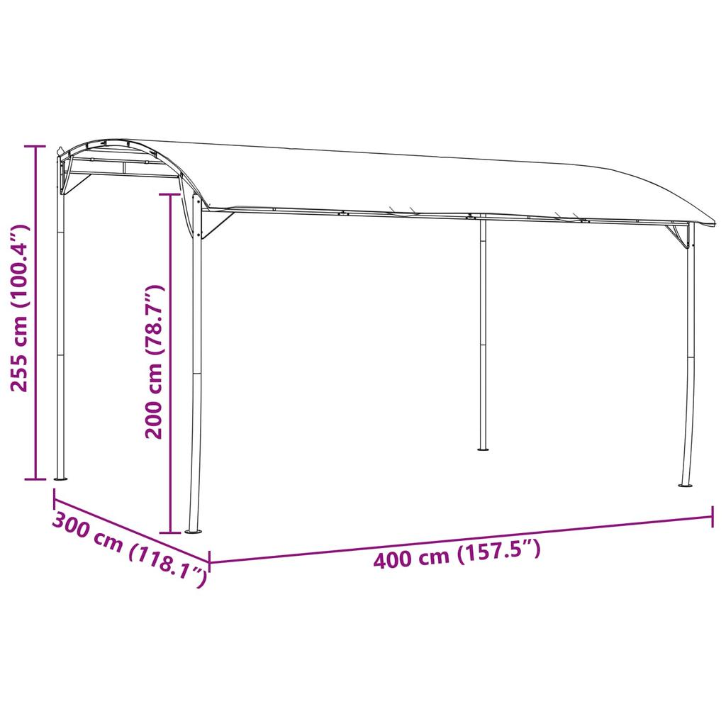 Gazebo 4 X 3 X 2.55 M Green Fabric and Aluminum 180 Gsm