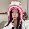 Winter Warm Plush Hat for Women Funny Monsters Hat Hooded Skull Hat Outdoor Activity Cap Windproof Headwear Pullover Hat