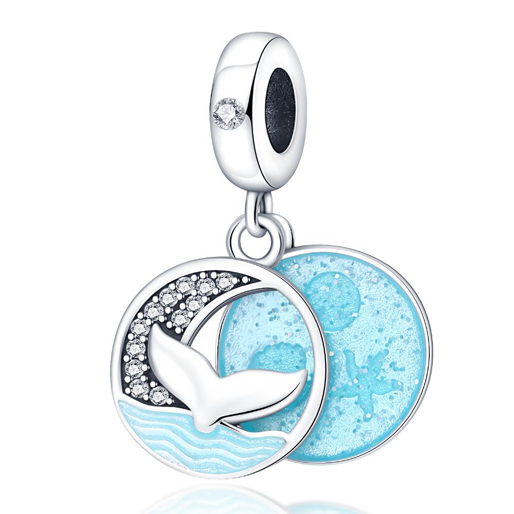 Pan Family Design Copper Silver Plated Crab Slippers Seahorse Starfish Pendant Beads Suitable for Pan Family Bracelet Necklace DIY