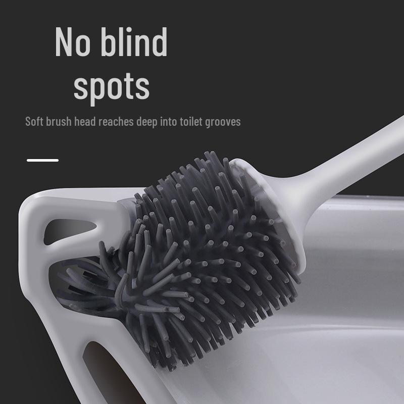 Wall-Mounted Soft Bristle Toilet Brush with Long Handle for Easy Bathroom Floor Cleaning