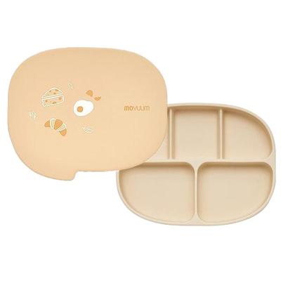 Moyum Baby Silicone Super Strong 5-Block Design Suction Plate + Snack Plate Lid Set, Brunch, Food Plate + Lid, 1 Set, Popular Korean Parenting Items