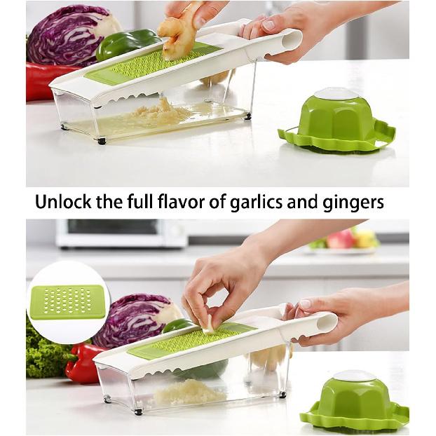 Cheese Grater with Container,5 In 1 Mandoline Slicer for Kitchen,Multi Purpose Vegetable Slicer, Easy to Clean Vegetable Chopper,Cheese