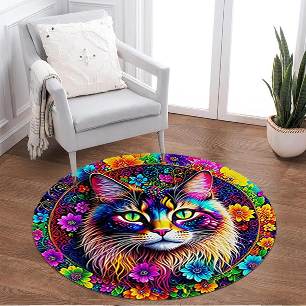 1pc Home Carpet Colorful Floral Design Rug Non Slip Office Decor Gift Living Room Bedroom