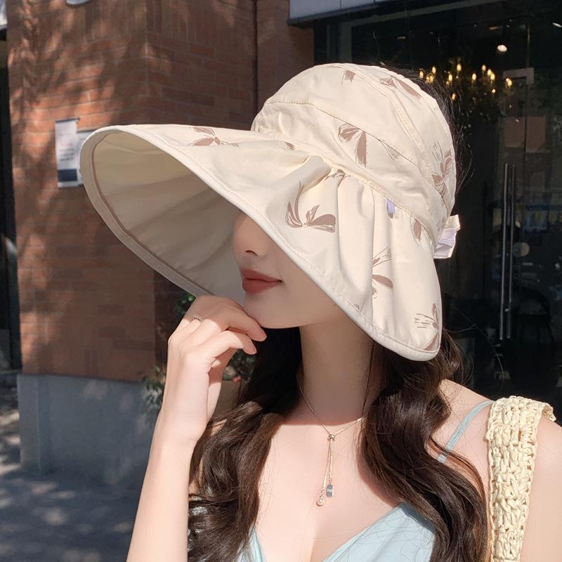 Hat women's summer sunscreen empty top sun hat new double-sided with large edge bucket hat adjustable casual versatile tide