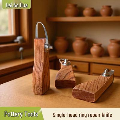 V-Shaped Wood Handle Clay Sculpting Knife - Ring Shape Ceramic Carving Tool