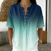 Women Short Sleeve Pullover Blouse V Neck Button Front Casual Loose Fit Lightweight Summer Top