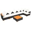 7 piece garden lounge set with cushions poly rattan black