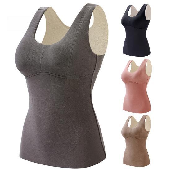 Thermal Underwear Women's Seamless Winter Plus Velvet Thickened Autumn and Winter Vest Double-sided Brushed Bottoming Shirt with Chest Pad