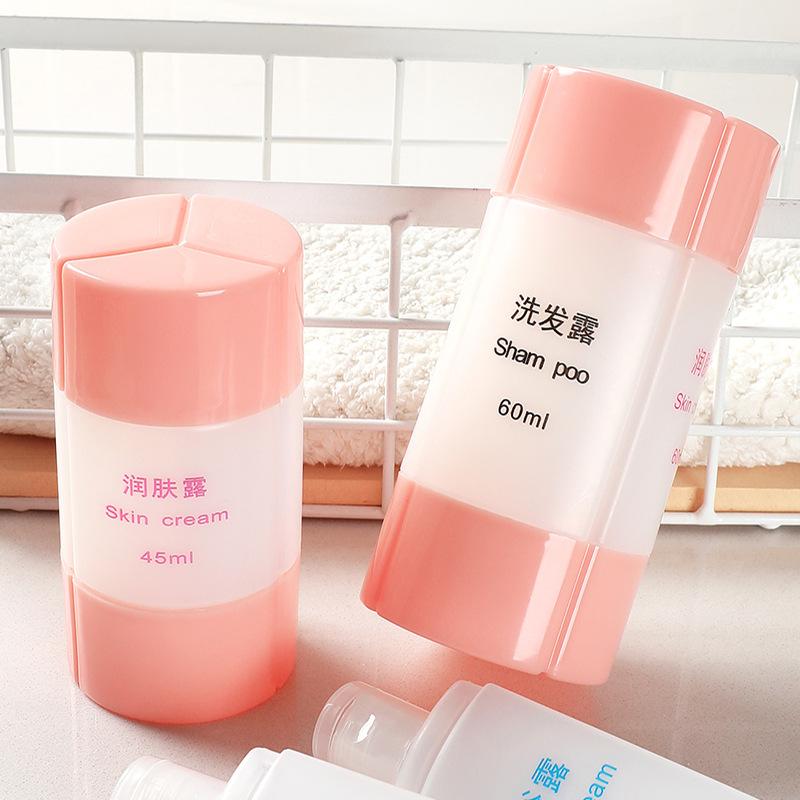 Travel Dispenser Bottle Cosmetics 4-in-1 Travel Portable Set Shampoo Shower Gel Makeup Storage Bottle