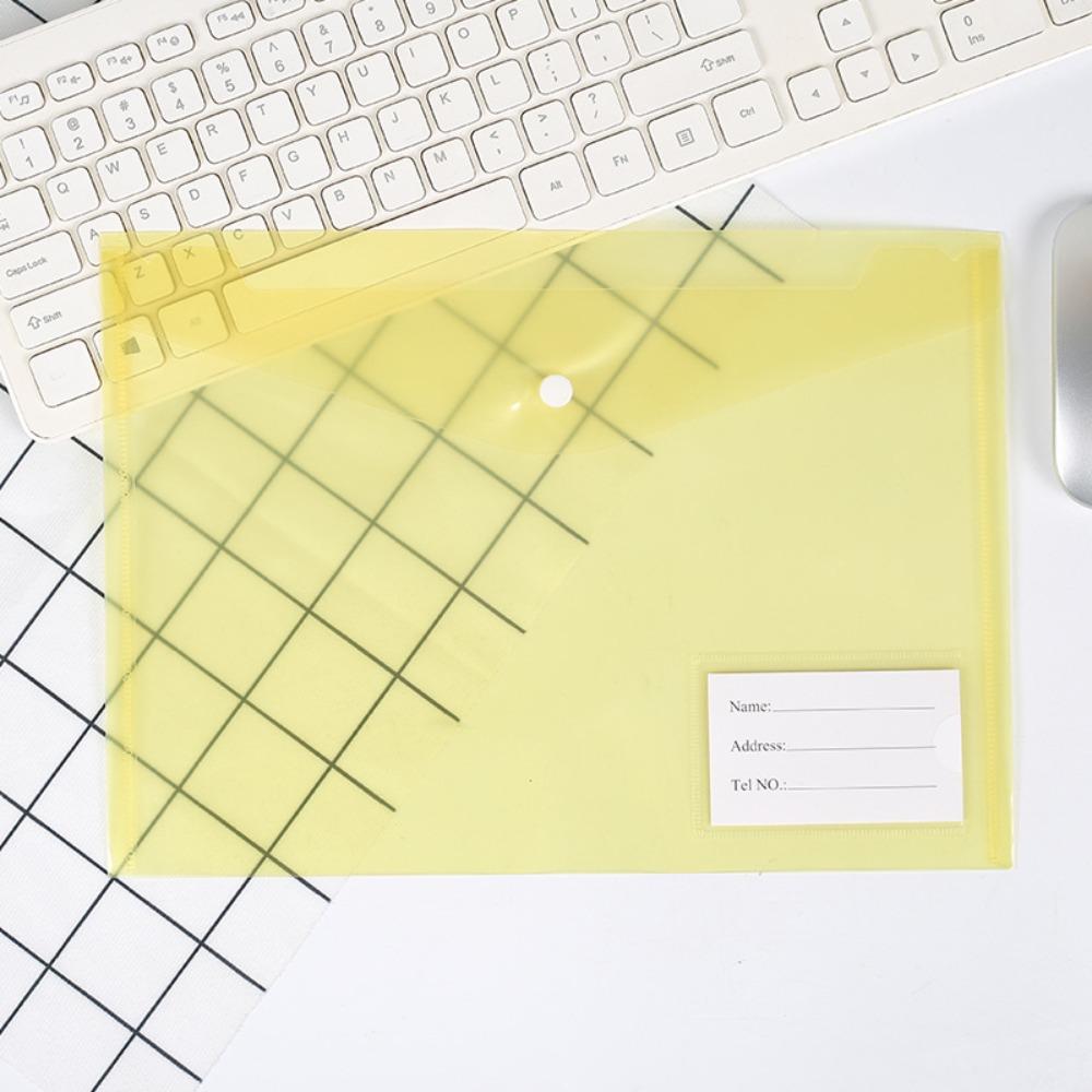

1Pcs Clear Document Files Folders with Label Pocket Envelope Popper Wallets for School Office Home yellow with laber