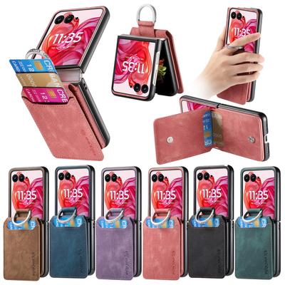 Per Motorola Razr 60 Ultra 50 40 Custodia Guscio Pelle Porta Carte Supporto Opaco Antiurto PC Rigido Anello Supporto 2pz Cover Telefono Pieghevole