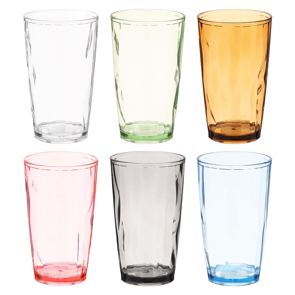 6 Pezzi Bicchiere Indistruttibile 310/490ML Impilabile in Acrilico Tazza per Acqua Riutilizzabile per Succo di Frutta Birra Champagne per Casa