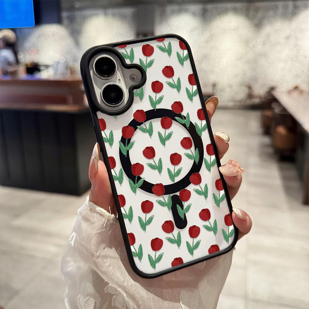 

Full Screen Of Red Roses Magnetic Phone Case For IPhone 17 Air 16 15 14 Plus 13 12 11 Pro Max MagSafe Cover Case Funda Bumber iphone 12 Pro