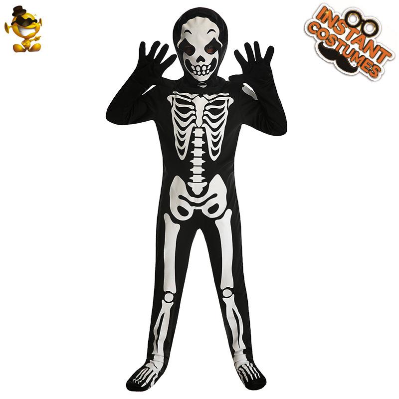 Halloween Kids Kids White Skull Ghost Bone Cosplay Costume Stage Ghost Costume One-piece Party Costume