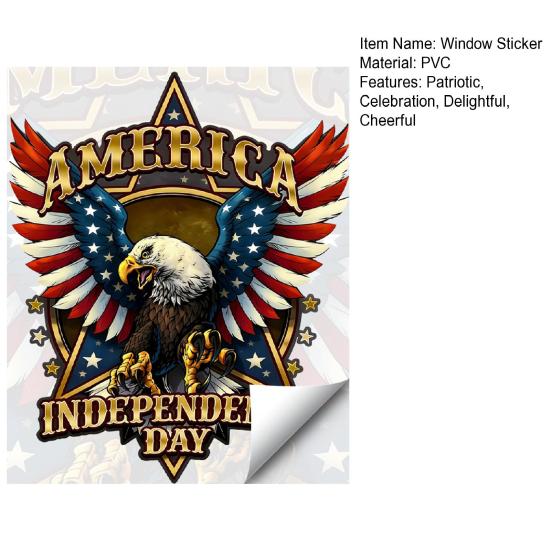 Verwijderbare raamsticker met Amerikaanse vlag (Ballad Eagle), patriottische, waterdichte, statische raamsticker voor Onafhankelijkheidsdag (4 juli), decoratie voor thuis, kantoor of winkel.