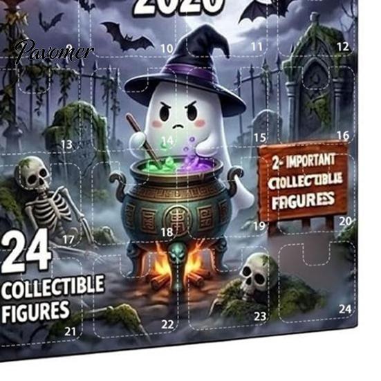 Family Christmas Countdown Halloween Advent Calendar 2026, 24-Day Box with 2D With Gifts Flat Hanging Pendant, Spooky Collectible Decor for