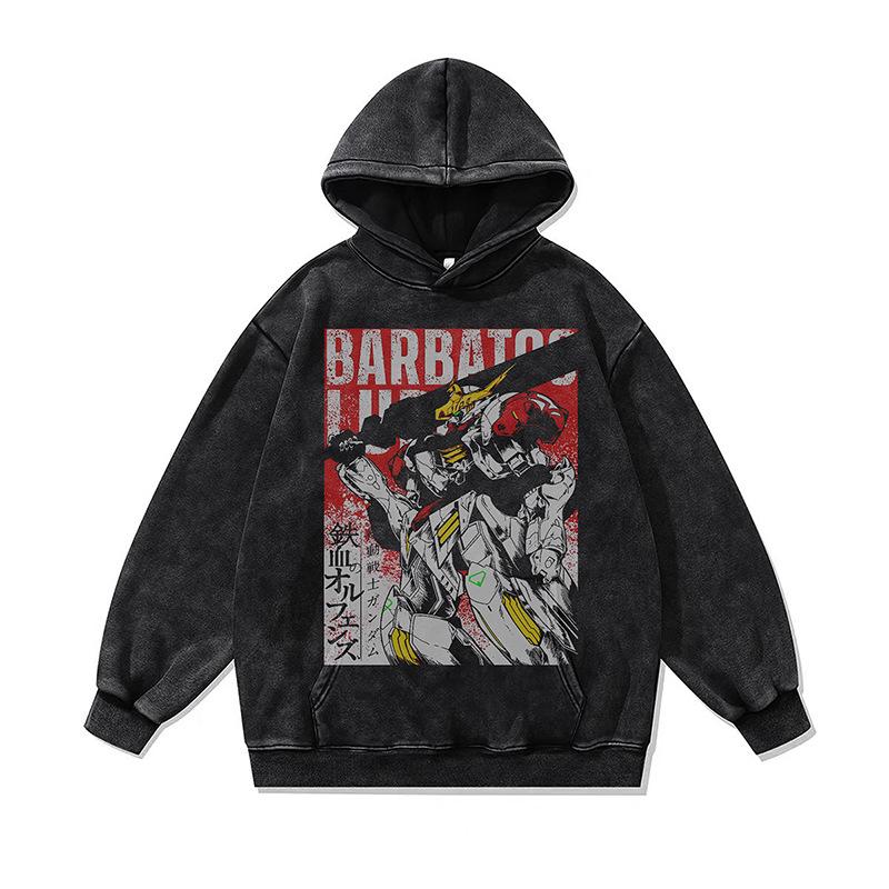 Cartoon Digital Direct Injection Printing Hooded Sweater Oversize Retro Washed Old Hoodie For Men And Women