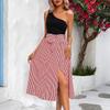 Summer New Women's Clothing Shoulder Striped Splicing Dress