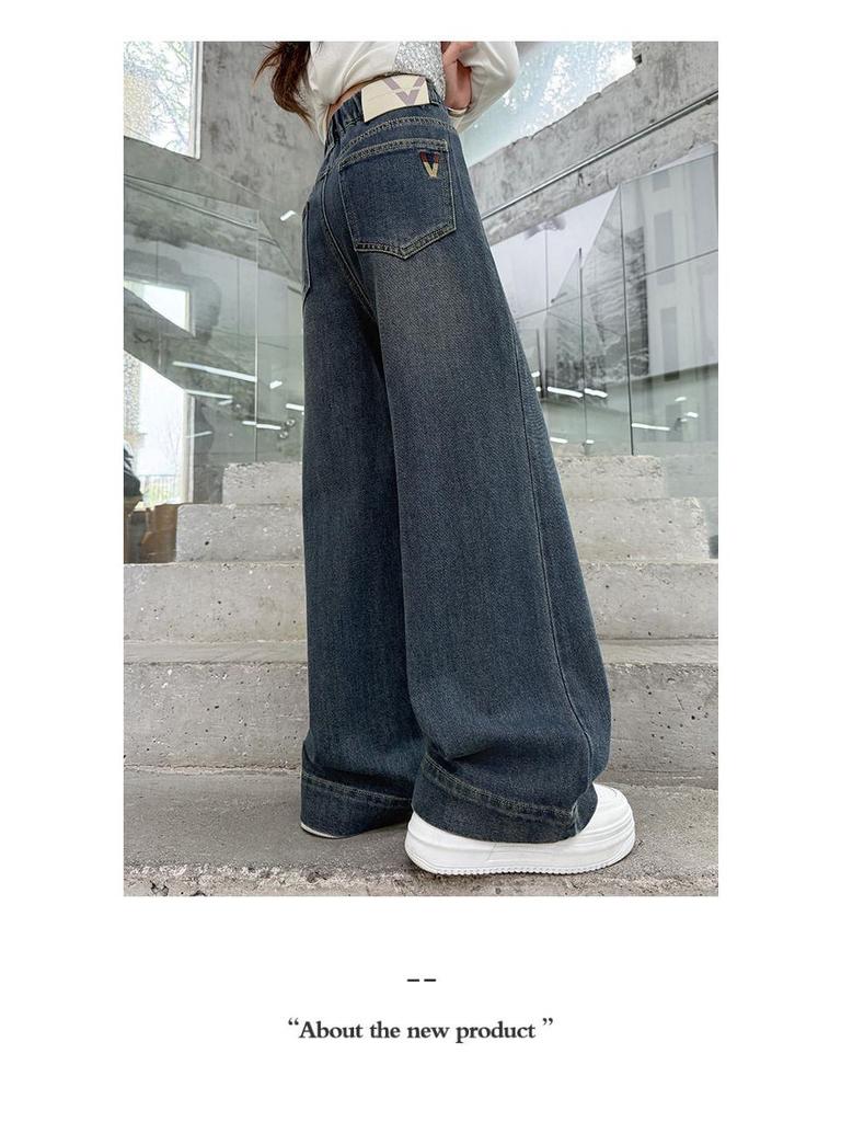 Jeans de Perna Larga Outono 2025 para Meninas - Calças Retas da Moda para Crianças Grandes e Estudantes do Ensino Fundamental