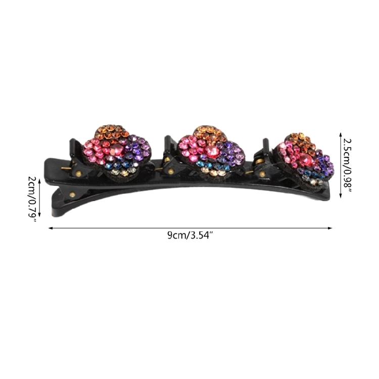 Sparkling Crystal Stone Braided Hair Clips Tooth-Shaped Non-Slip Bangs Hairpin