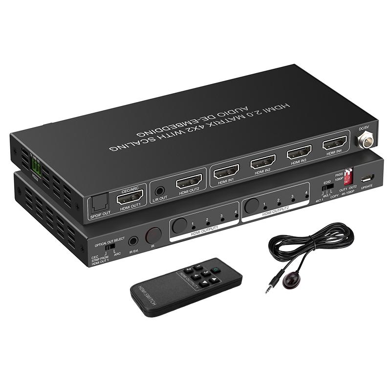 4x2 4K HDMI Matrix Switch with EARC 4K60Hz HDR for Conference Room AV System