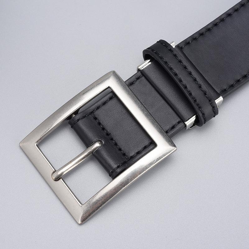 Men'S Belt Alloy Belt Simple Casual Pin Buckle Belt Pu Belt Men'S