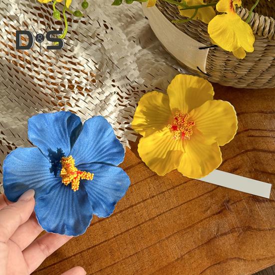 Women Hair Clip Vibrant Color Imitation Flower Decor Beach Vacation Hair Pin Party Wear Hair Accessory