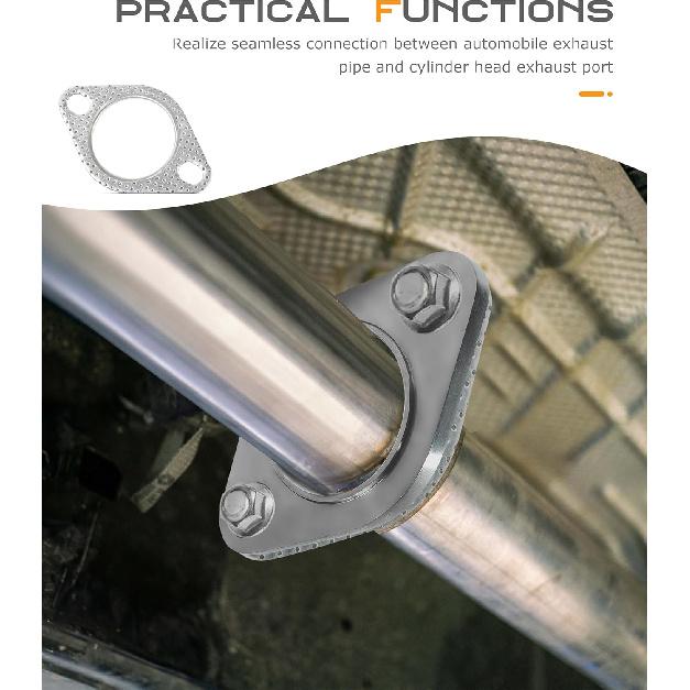 2PCS Exhaust Gasket,Car Accessories Exhaust Flange Gasket,Muffler Gasket,Catalytic Converter Gasket,Exhaust Flange Repair Kit With Bolt & Nut,Fit For