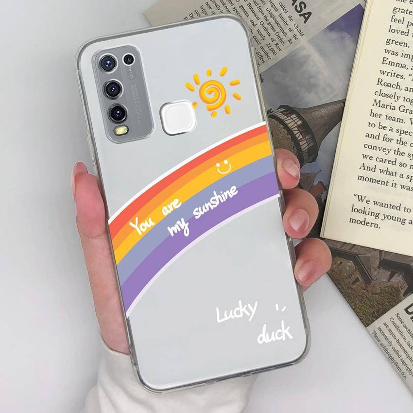 Clear Case For Vivo Y78 Y55 Y67 Y73 Y75 Y50 Y91 Y91C Z6 Beautiful Rainbow Pattern Ultra Thin Soft Silicone Shockproof Protective Shell For Vivo Covers