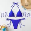 11 new bikini European and American triangle cup sexy bikini split swimsuit swimsuit solid color sexy swimsuit
