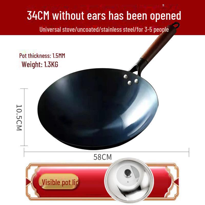 Traditional Handmade Wrought Iron Non-Stick Frying Pan