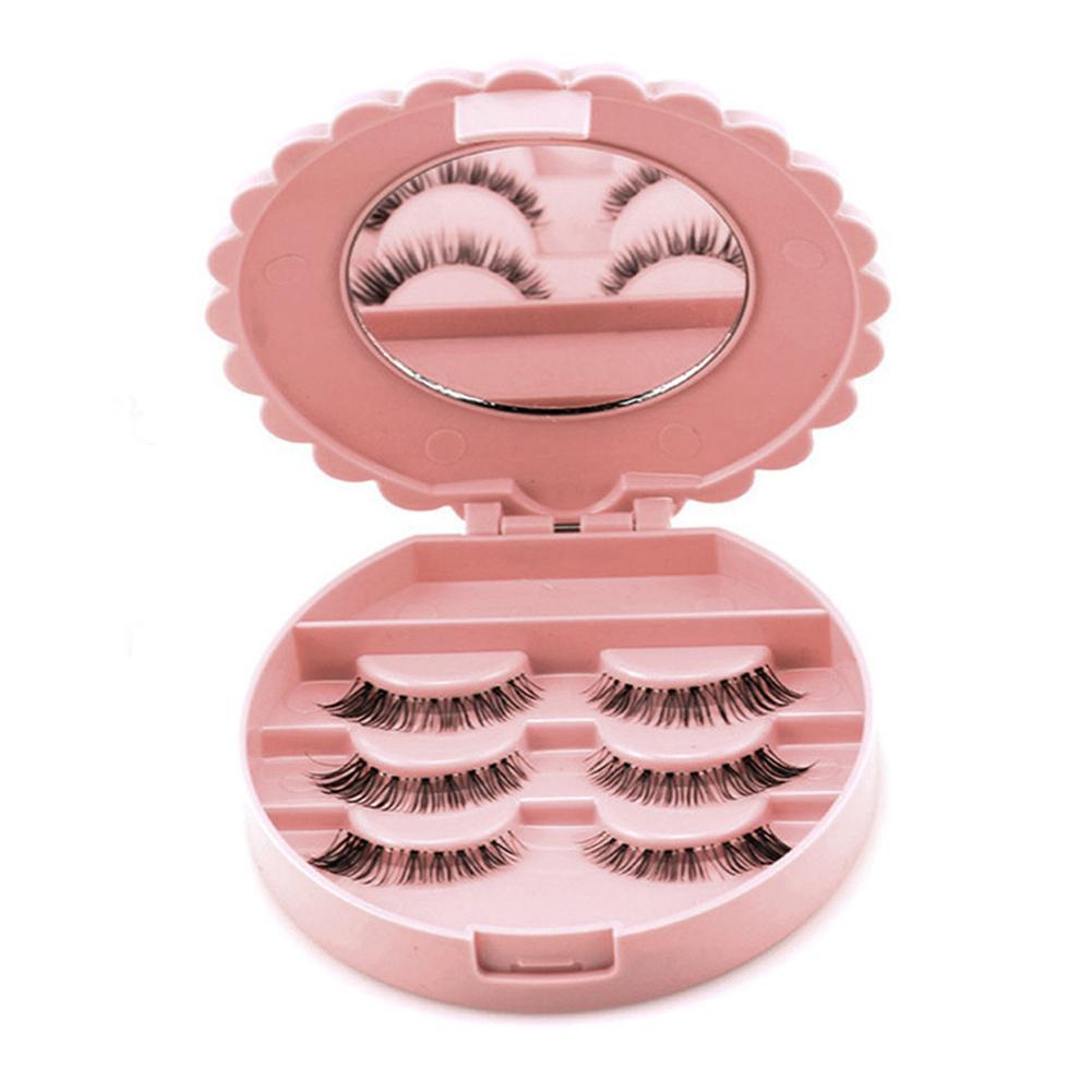 Cute Bow False Eyelash Plastic Storage Box Makeup Cosmetic Mirror Case Organizer