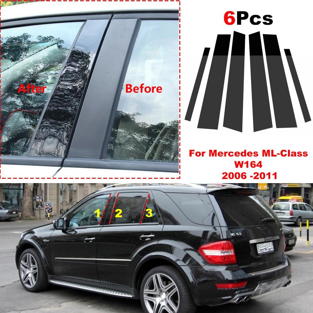 

6 шт. автомобильных стоек, накладок на двери, оконные накладки для Mercedes ML-Class W164 2006 2007 2008 2009 2010 2011 BC, наклейка на стойку