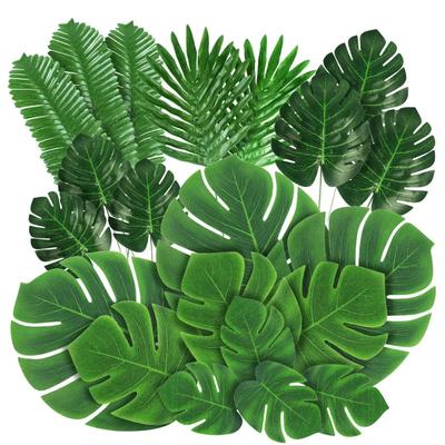 10 STÜCKE Tropische Palmblätter Sommer Monstera Künstliche Seide Schildkrötenblätter für Zuhause Hawaiianische Luau Strand Hochzeitsfeier Dekor