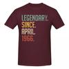 Unisex Legendary Since April 1966 55th Birthday Gift 55 Years Old T Shirt Vintage Cotton Crewneck T Shirts