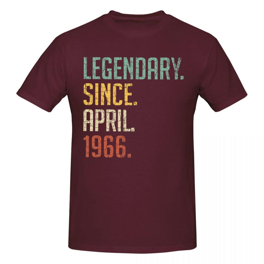 Unisex Legendary Since April 1966 55th Birthday Gift 55 Years Old T Shirt Vintage Cotton Crewneck T Shirts