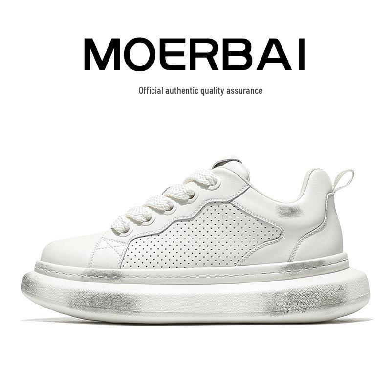 Mopei Men's Summer Cowhide Casual Sneakers - Soft Sole, Shock Absorption, Breathable, Versatile, Comfortable Dad Shoes.
