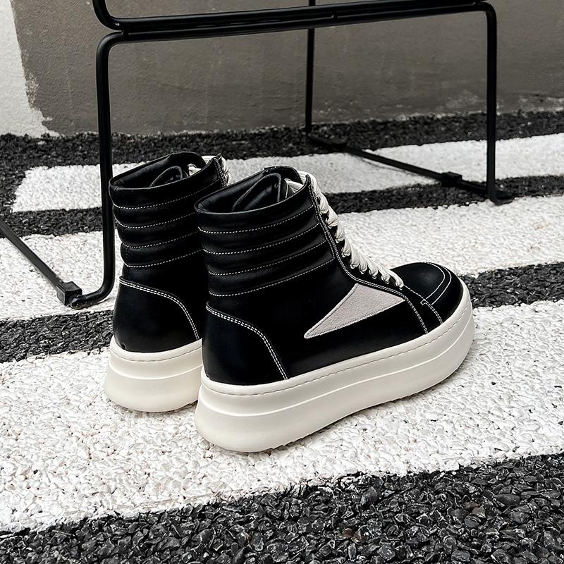 Fashion Genuine Leather Men's High Top Shoes High Quality Male Motorcycle Boots Fashion Outdoor Men Lace Up Botas Non-Slip Ankle Boots