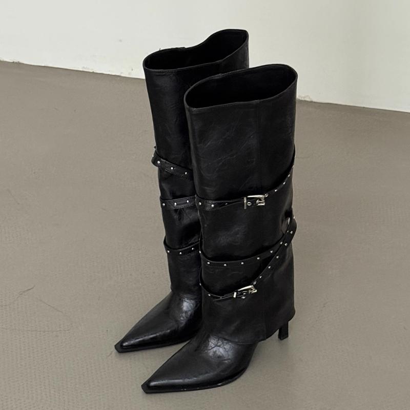 

Fashion Women High Boots High Heels Designer Dress Shoes Fashion Pointed Toe Knee High Boots 2025 Winter Pumps Luxury Sexy Mujer Bootas 39 чёрный