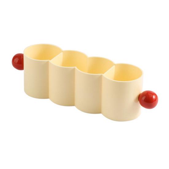 Desktop Storage Box Tubes Organizer Large Capacity 4 Compartments Multipurpose Fridge Storage Box Pen Makeup Brush Holder