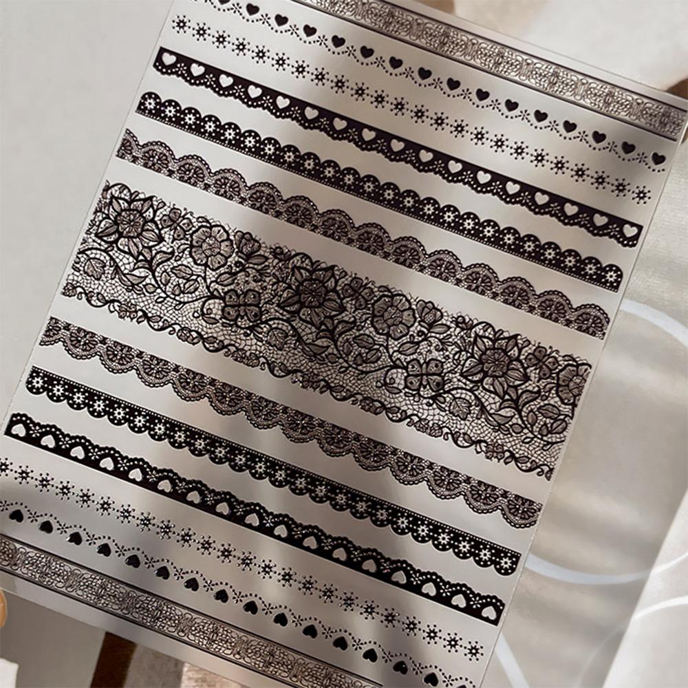 1Pcs 5D Embossed White Lace Nail Stickers Elegant Lace Flower Nail Decals Self-Adhesive Lace French Nail Slider DIY Decor 8*10cm