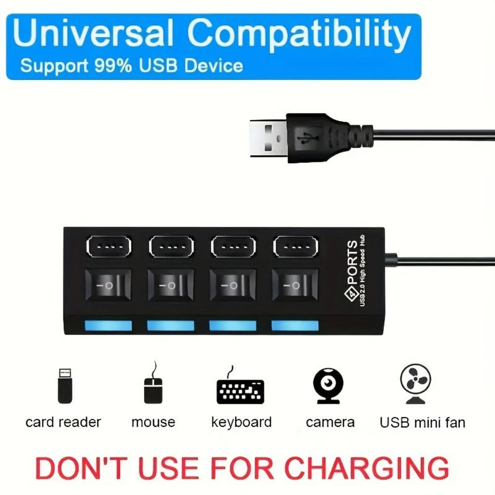 4/7 Port USB 2.0 HUB High Speed Power Adapter Expander Multi Ports USB Splitter With Switch For Laptop PC Computer Accessories