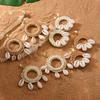 Bohemian Seashell Pendant Raffia Vine Woven Earrings