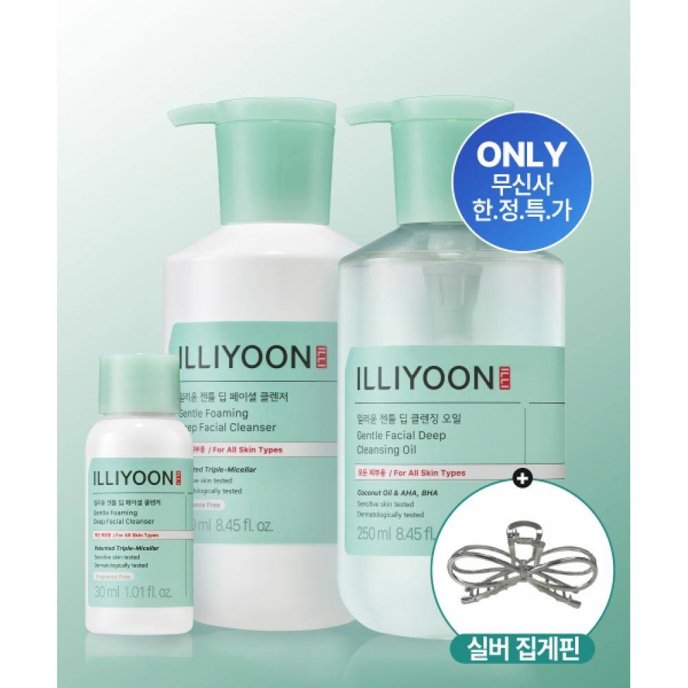 Illiyoon [бесплатная заколка] Мягкое глубоко очищающее средство для лица 250 мл + очищающее масло 250 мл + очищающее средство 30 мл none